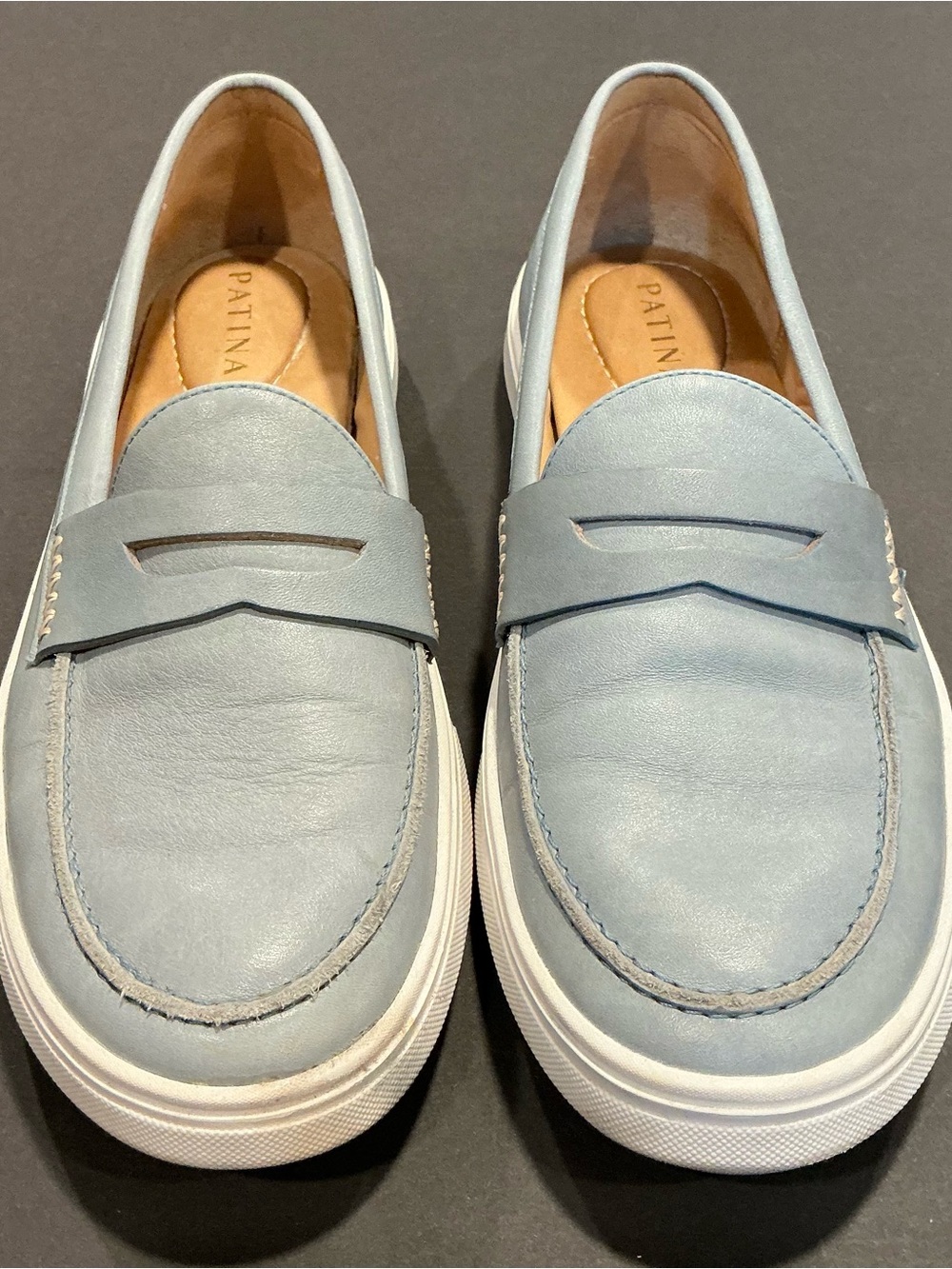 Portland Leather Patina Blue Leather Loafers Size 10.5 Fits 10 - Picture 4 of 11